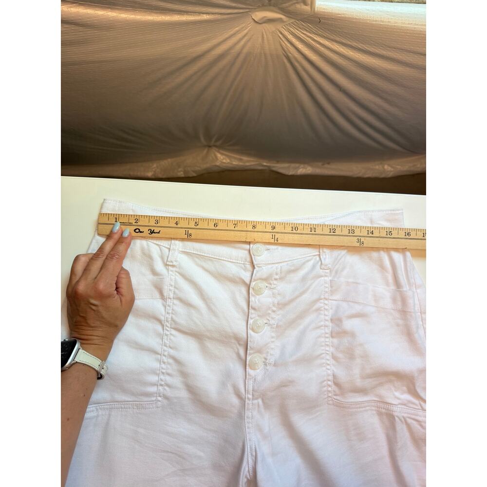 Evereve Joelle Stretch Linen Cropped Wide Leg Size 31 White Coastal Minimalist - Picture 10 of 13